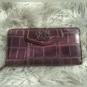 Coach Purple Croc Embossed Wallet